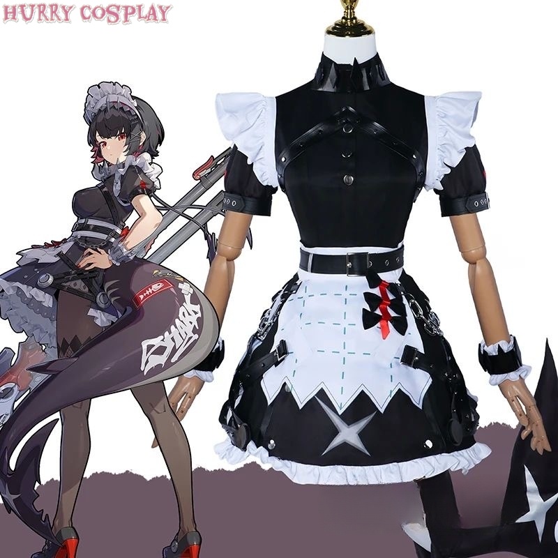 Game Cosplay,Zenless Zone Zero,Maid,Zenless Zone Zero Elenjoe Shark Maid Cosplay Costume